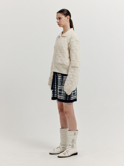 Eenk Xelda Textured Zip Cardigan - Ivory