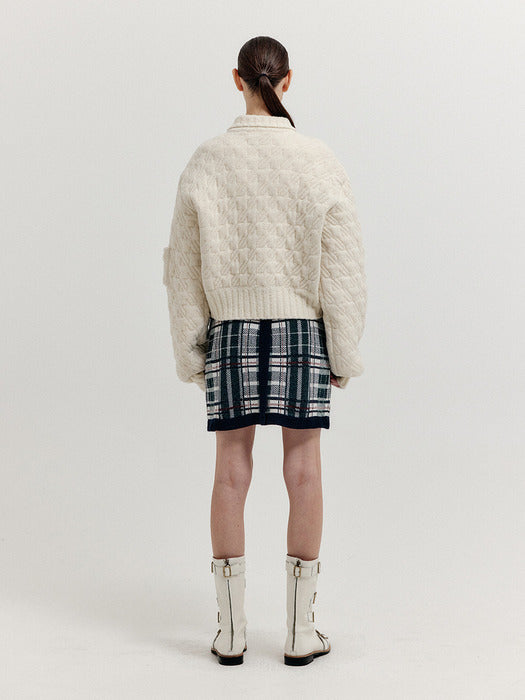 Eenk Xelda Textured Zip Cardigan - Ivory