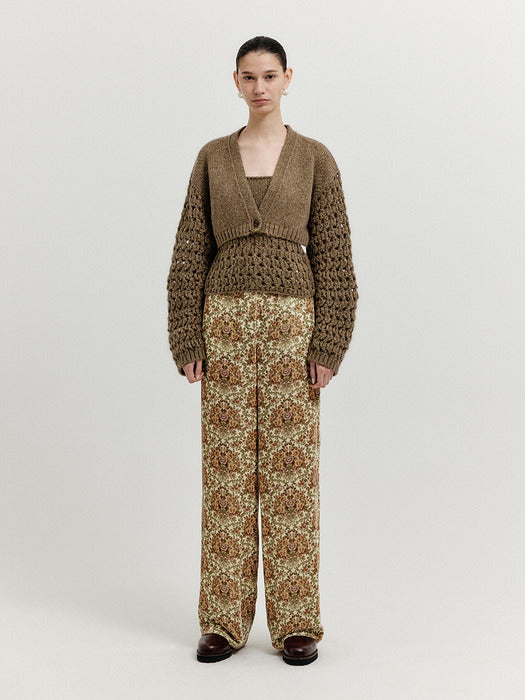 Eenk Xolero V-neck Crop Knit Cardigan - Khaki