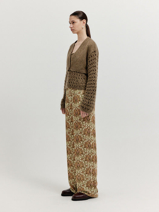 Eenk Xolero V-neck Crop Knit Cardigan - Khaki