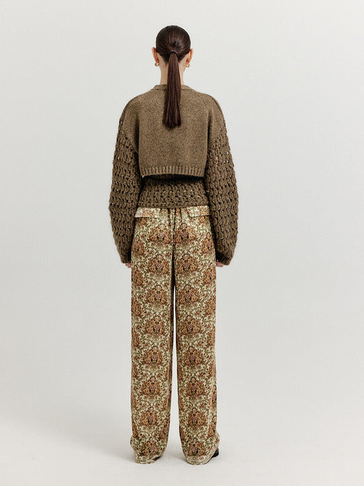 Eenk Xolero V-neck Crop Knit Cardigan - Khaki