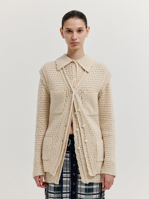 Eenk Xolin 4-Pocket Knit Vest - Ivory