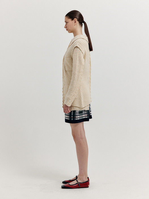 Eenk Xolin 4-Pocket Knit Vest - Ivory