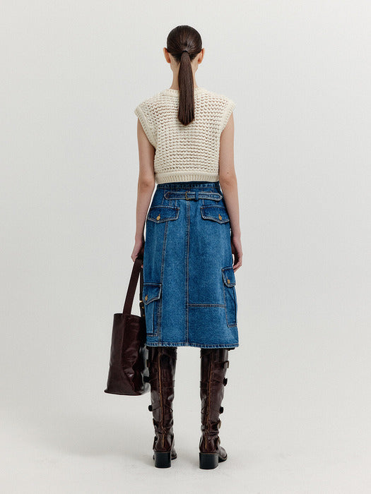 Eenk Xiki Crop Knit Vest - Cream
