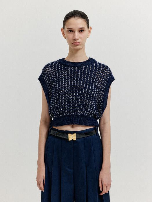 Eenk Xiki Crop Knit Vest - Navy