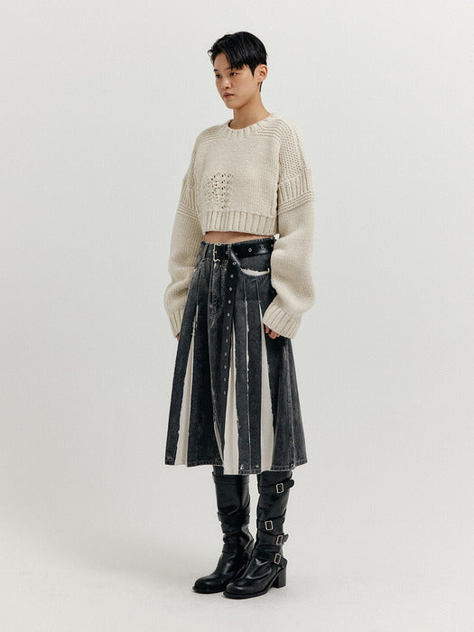 Eenk Xri Fisherman Knit Crop Pullover - Ivory
