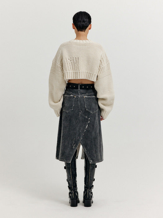 Eenk Xri Fisherman Knit Crop Pullover - Ivory