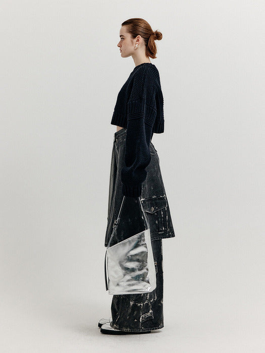Eenk Xri Fisherman Knit Crop Pullover - Black