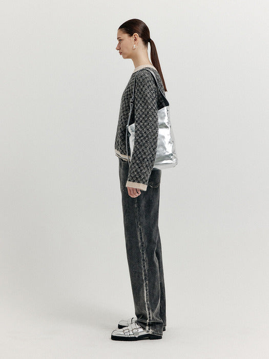 Eenk Xoue Check Jacquard Knit Pullover - Black/Ivory