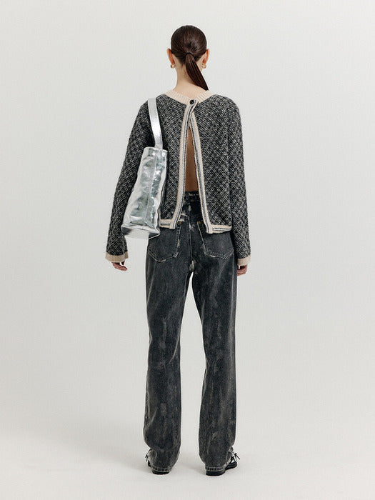 Eenk Xoue Check Jacquard Knit Pullover - Black/Ivory