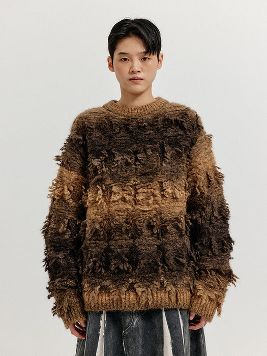 Eenk Xinston Textured Knit Pullover - Brown