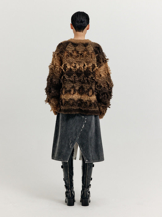 Eenk Xinston Textured Knit Pullover - Brown