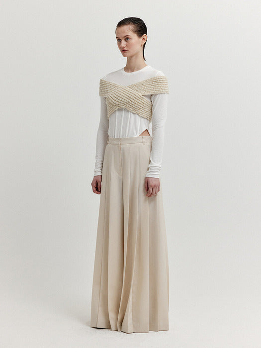 [EENK] Xioletta Cross Knit Top - Ivory