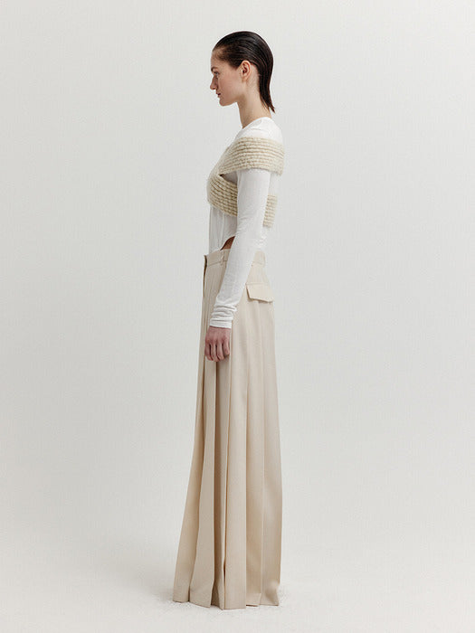 [EENK] Xioletta Cross Knit Top - Ivory