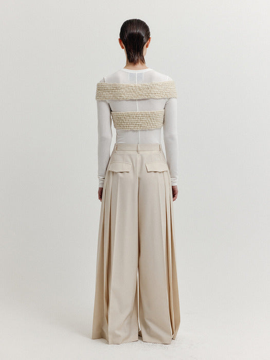 [EENK] Xioletta Cross Knit Top - Ivory