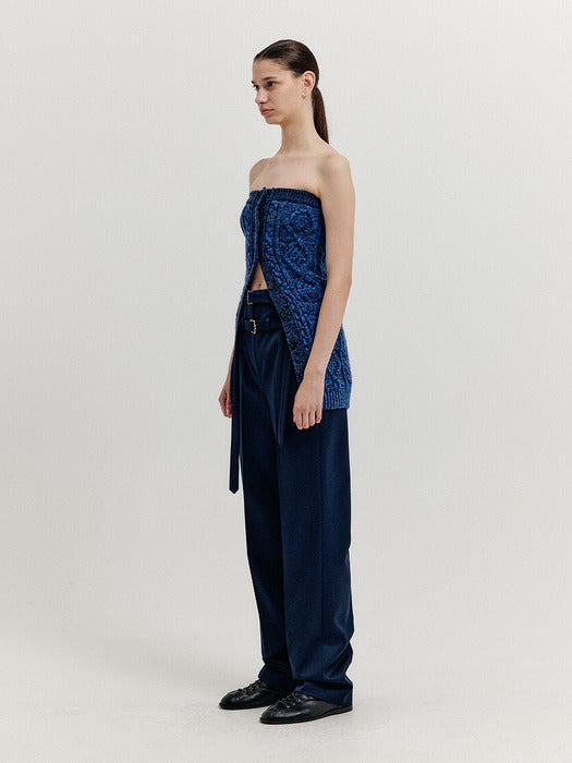 Eenk Xra Cable Knit Tube Top - Navy