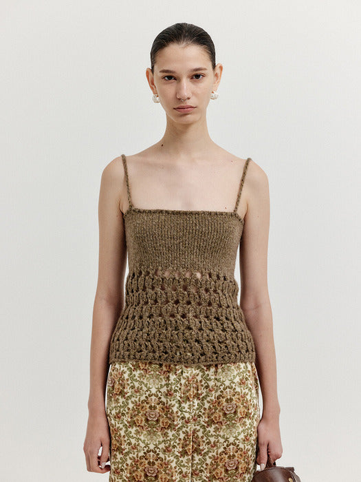 Eenk Xba Sleeveless Textured Knit Top - Khaki