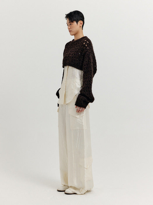 Eenk Xeko Open Back Crop Knit Top - Brown