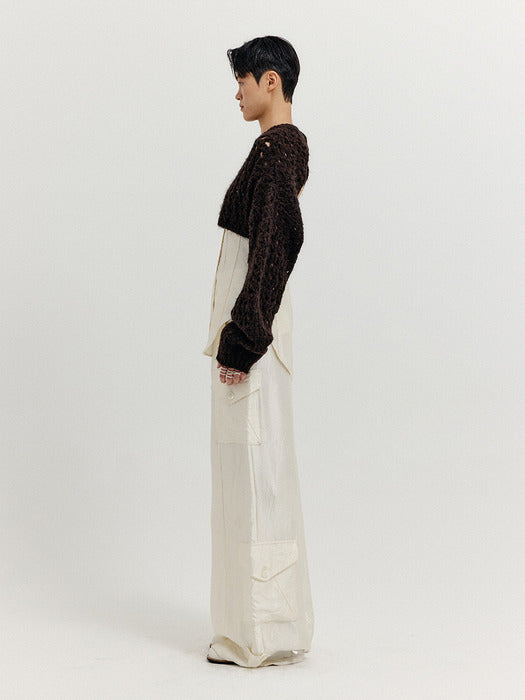 Eenk Xeko Open Back Crop Knit Top - Brown