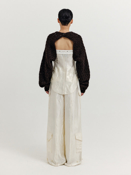 Eenk Xeko Open Back Crop Knit Top - Brown