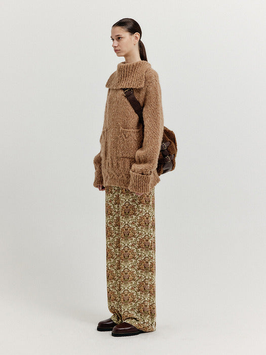 [EENK] Xature Oversized Knit Turtleneck - Brown