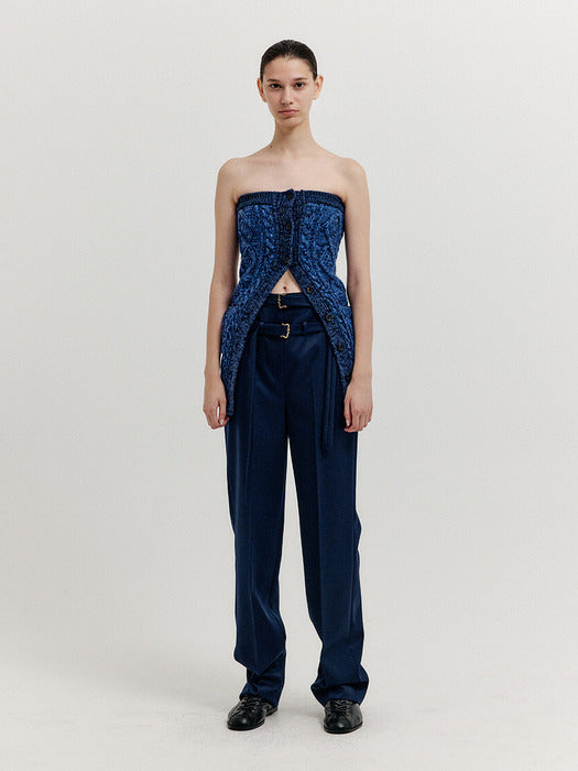 Eenk Xiom Double-Belt Straight Pants - Navy