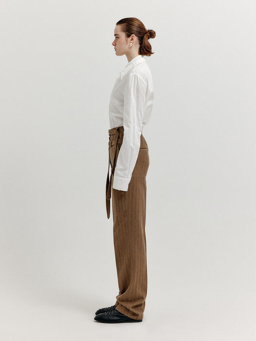 Eenk Xiom Double-Belt Straight Pants - Camel