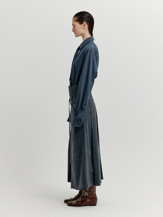 [EENK] Xiond Double-Belt Wrap Pants - Dark Grey