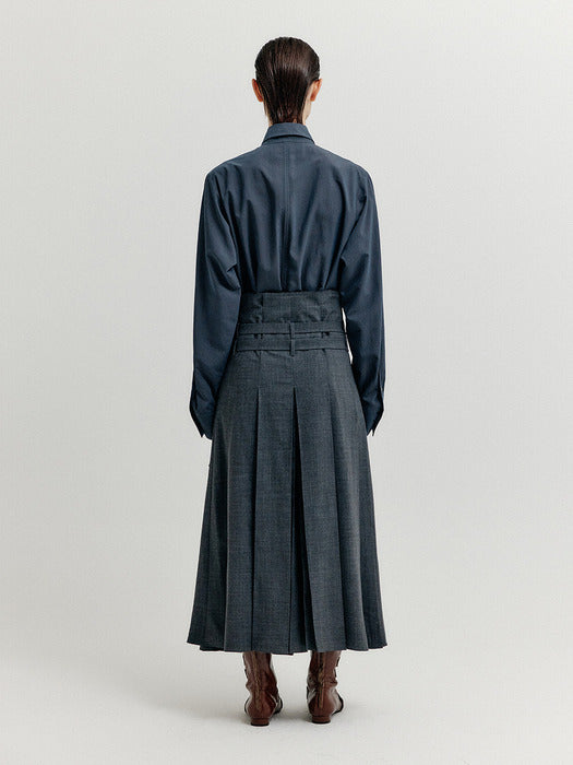 [EENK] Xiond Double-Belt Wrap Pants - Dark Grey