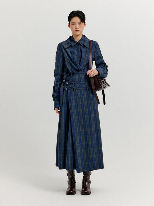 Eenk Xiond Double-Belt Wrap Pants - Navy Multi