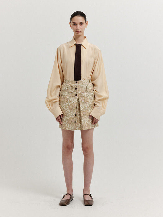 Eenk Xinna Waistband Layered Mini Skirt - Beige