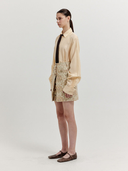 Eenk Xinna Waistband Layered Mini Skirt - Beige