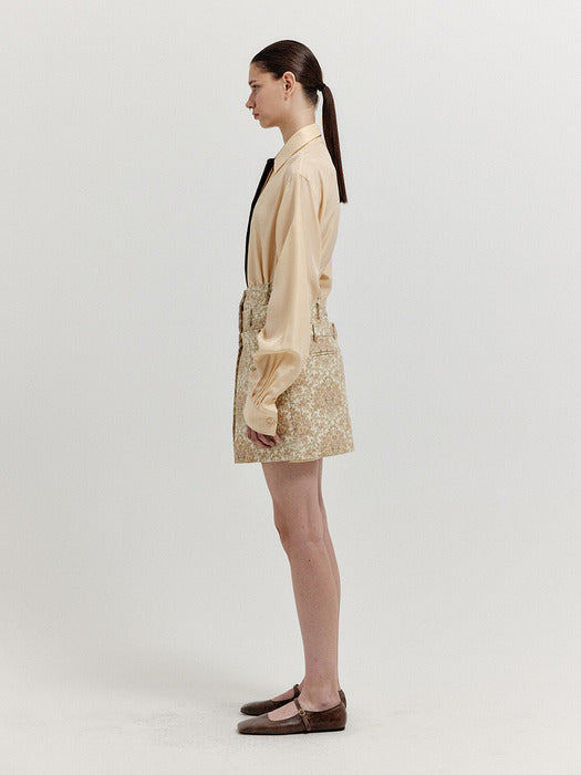 Eenk Xinna Waistband Layered Mini Skirt - Beige