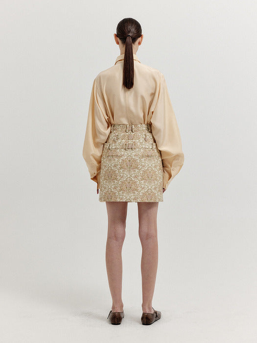 Eenk Xinna Waistband Layered Mini Skirt - Beige