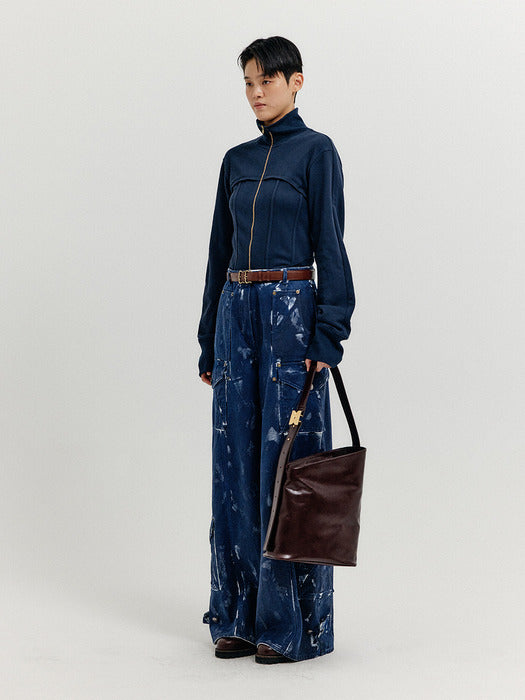 Eenk Xip Buistier Zip-up Top - Navy