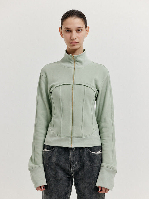 Eenk Xip Buistier Zip-up Top - Saige Green