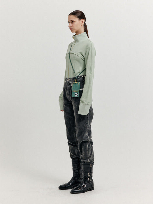 Eenk Xip Buistier Zip-up Top - Saige Green