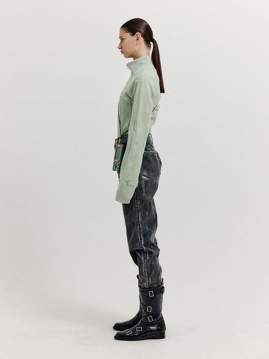 Eenk Xip Buistier Zip-up Top - Saige Green