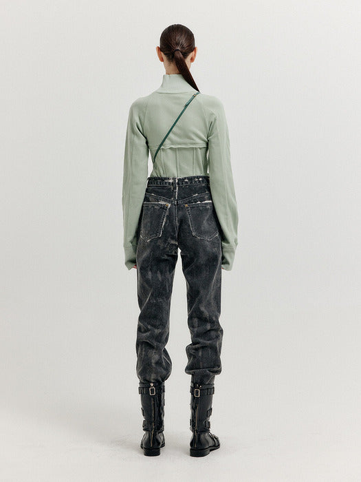 Eenk Xip Buistier Zip-up Top - Saige Green