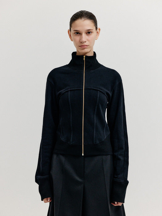 Eenk Xip Buistier Zip-up Top - Black