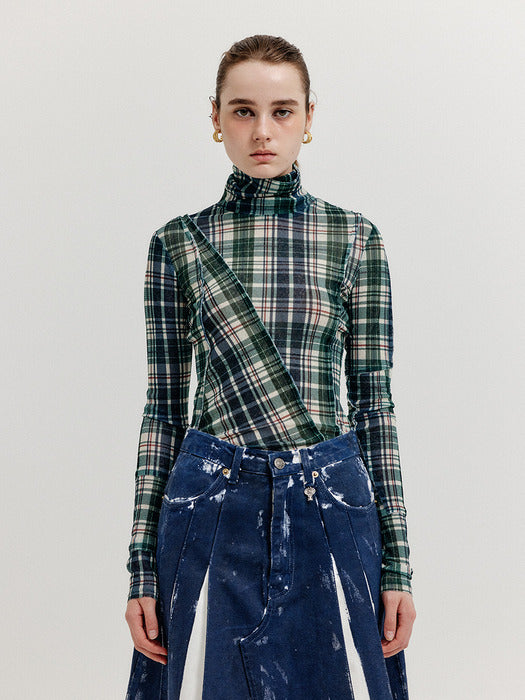 Eenk Xol Paneled Turtleneck Top - Navy Multi