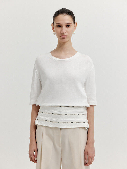 Eenk Xanel Paneled Half Sleeve T-shirt - White