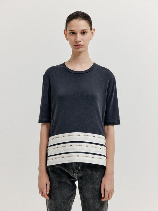 Eenk Xanel Paneled Half Sleeve T-shirt - Grey