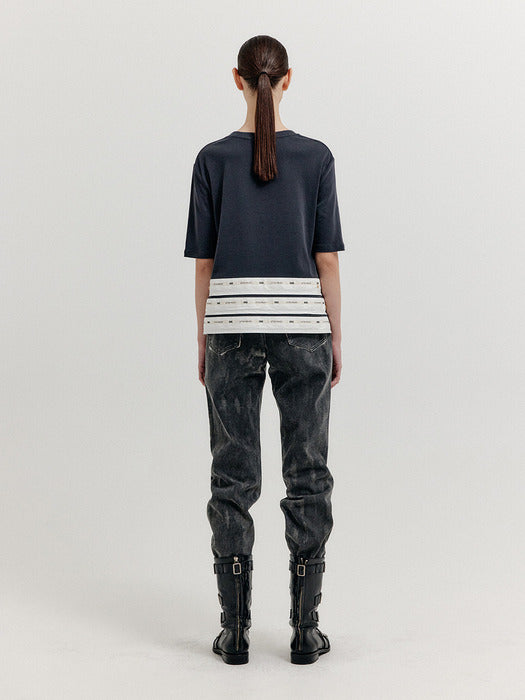 Eenk Xanel Paneled Half Sleeve T-shirt - Grey