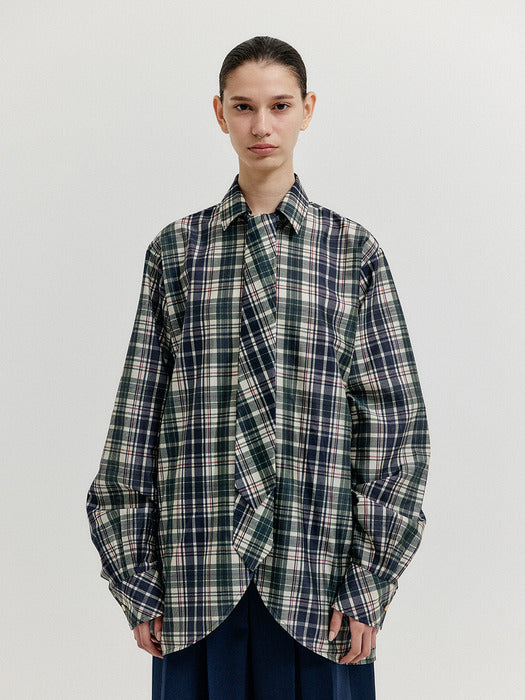Eenk Xinslie Long Sleeve Tie Shirt - Navy Multi