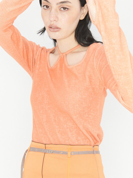 Kijun W-neck Jersey Top Orange