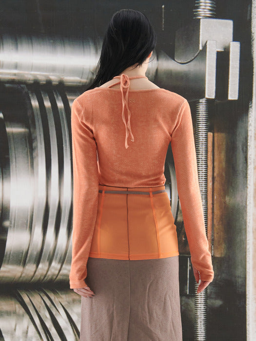 Kijun W-neck Jersey Top Orange