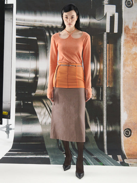 Kijun W-neck Jersey Top Orange