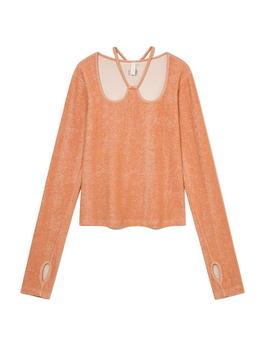 Kijun W-neck Jersey Top Orange