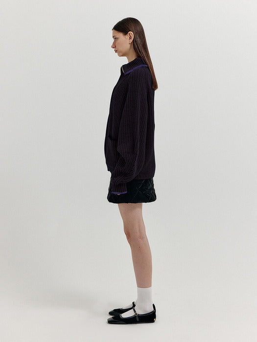 Eenk Xto Zipped Knit Cardigan - Brown